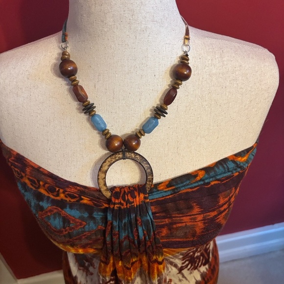 Vintage wet seal maxi dress size large strapless tribal - Picture 6 of 12